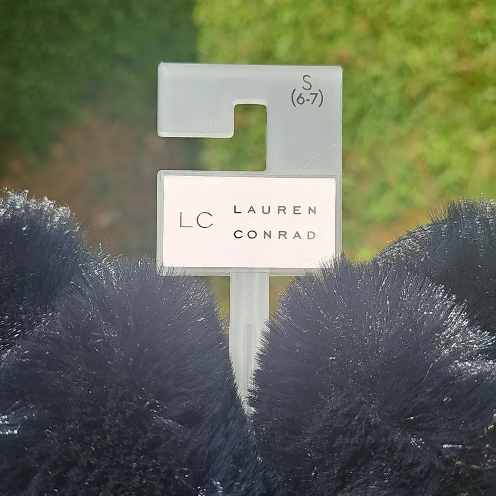 LC Lauren Conrad Black Fuzzy Slippers - Picture 2 of 4